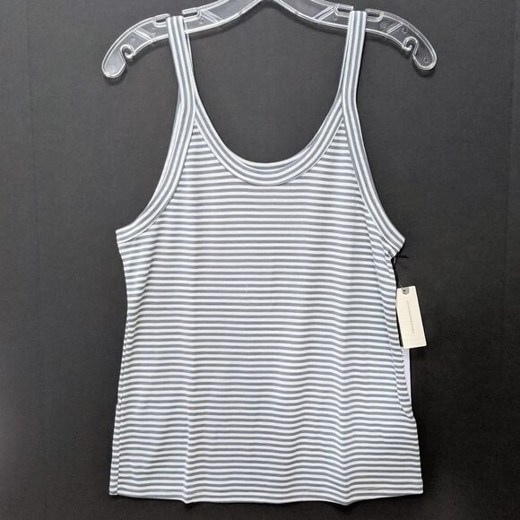NWT LACAUSA Striped Scoop Neck Tank Top L - Picture 2 of 6